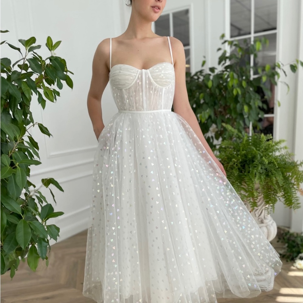COPY - Teuta Matoshi Ivory Hearty Dress; Size 4